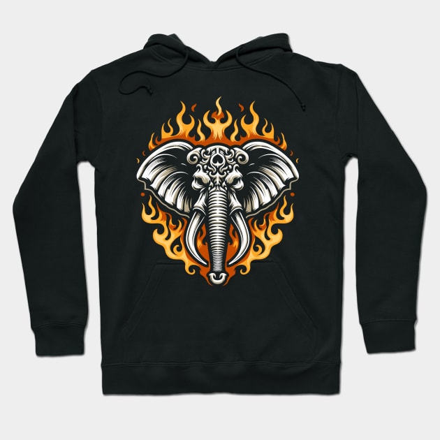 elephant head fire Hoodie by alan gaming store